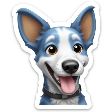 laughing blue healer dog sticker