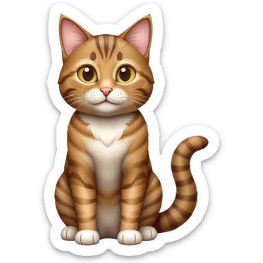 cinematic-[brown tabby cat]-realistic-full-body-sitting-emoji,-tail-curled-playfully-around-its-paws,-head-tilted-dramatically,-sleek-[tabby]-fur,-simplified-yet-realistic-adorable-features,-highly-detailed,-glowing-with-an-almost-sarcastic-glow sticker