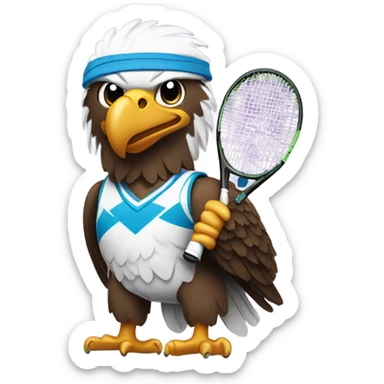 Eagle in a tennis outfit with a tennis racket sticker