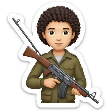 AK47 in hand, light skin male with curly hair  sticker