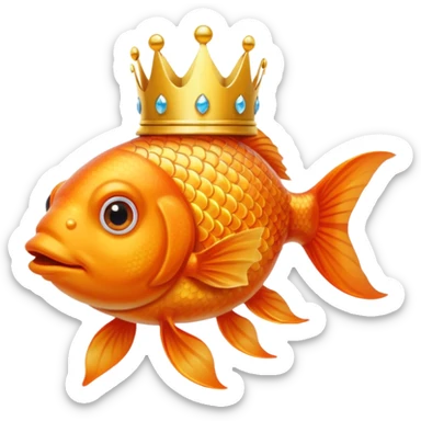 goldfish wearing a crown sticker