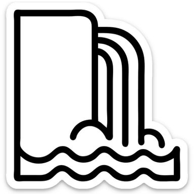 water falling from the cliff sticker