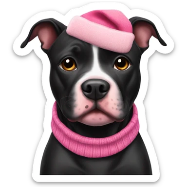 Black pitbull with pink Christmas sweater sticker