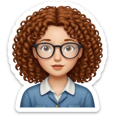 freckled girl with curly hair with glasses sticker