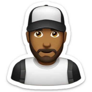 man face brown beard black baseball hat sticker