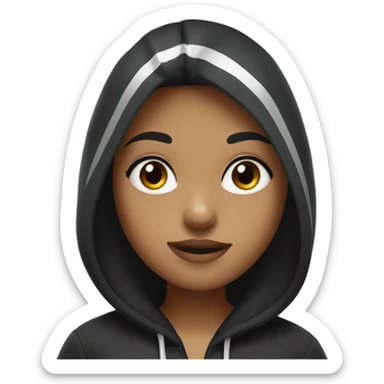 a girl who had black wolfcut and long lashes and black hoodie sticker