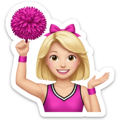 football cheerleader, holding a cheering, pink and twinkle sticker