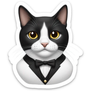 Black and white tuxedo cat with half a Hitler mustache sticker