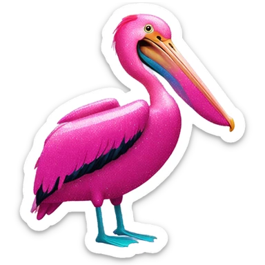 Hot pink pelican with glitter  sticker