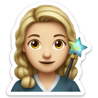 A Ukrainian female teacher holds a magic wand in her hand sticker