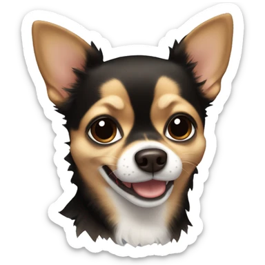 chihuahua with black and brown fur smiling sticker