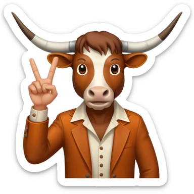 longhorn doing hook em hand sign sticker