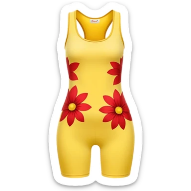 yellow tight garment featuring red flower designs, straightforward sticker