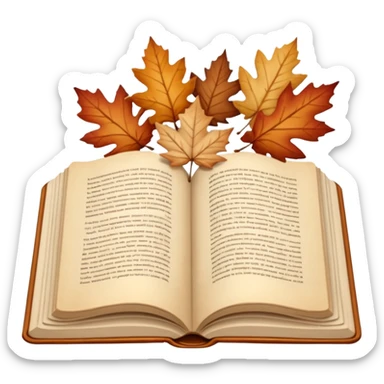 beige autumn open book with leaves on it sticker
