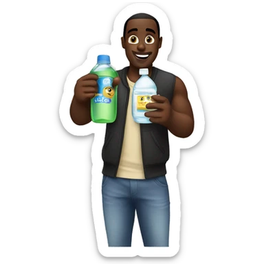 Diddy holding a bottle of baby oil sticker