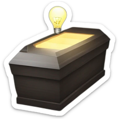 coffin with light bulb sticker