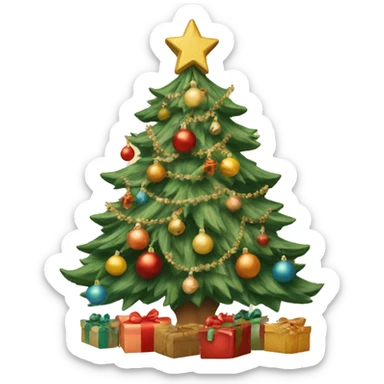 Vintage decorated Christmas tree sticker