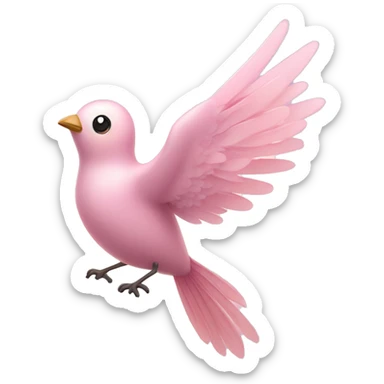 Bird "A pastel pink bird with glowing, delicate feathers, a shimmering beak, and a magical trail of sparkles as it flutters its wings." sticker