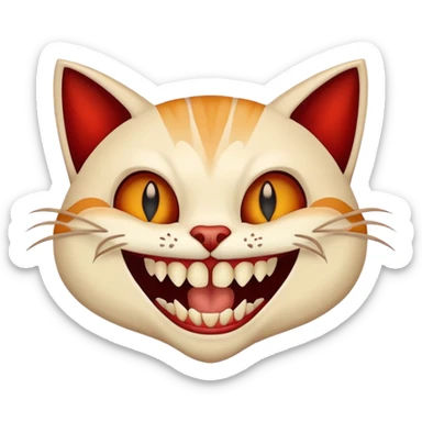 Cat wearing fake vampire teeth sticker