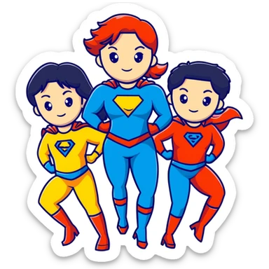 three superhero girls team posing together sticker