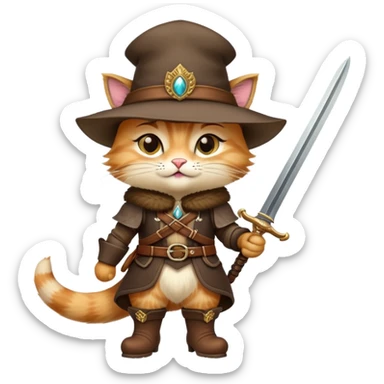 classic Puss in Boots with hat and confident expression sticker