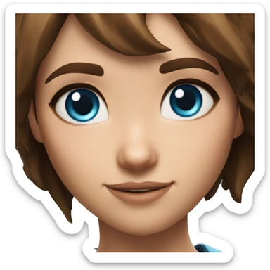 Brown haired fortnite girl with blue eyes sticker