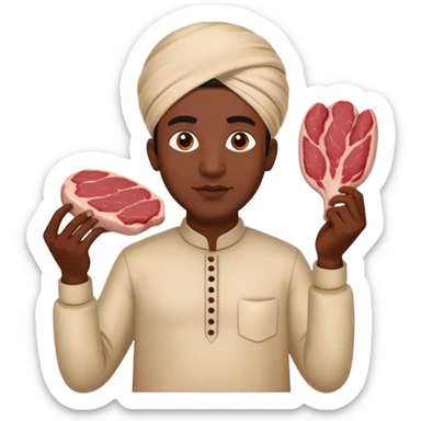 A black Indian man holds meat in his hands sticker