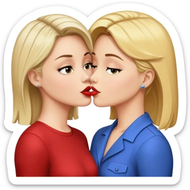 Lana Lang and Chloe Sullivan sharing a kiss, apple style emoji sticker