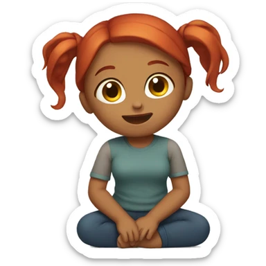 Kneeling girl with red hair  sticker