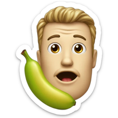 Une pomme avec des yeux qui mangent une banane sticker