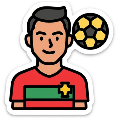 color outline icon of Cristiano Ronaldo with football theme sticker