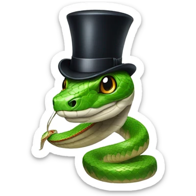 Snake wearing top hat, bow tie, and monocle sticker