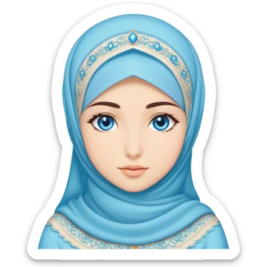 Turkish beautiful finish Konya girl blue eyes with hijab and cultured dress sticker