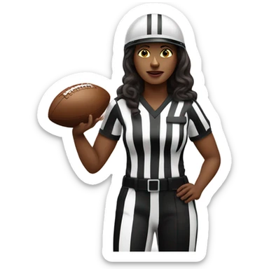 American football white woman referee with boy American  football player  sticker