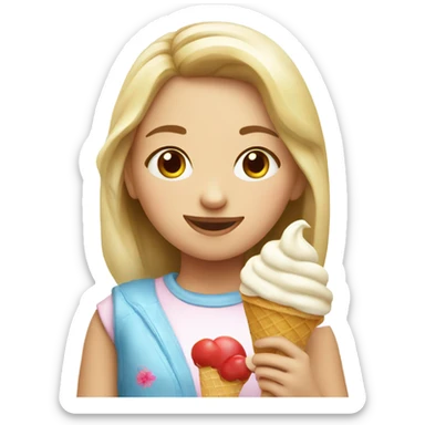 a russian girl enjoying an ice cream sticker
