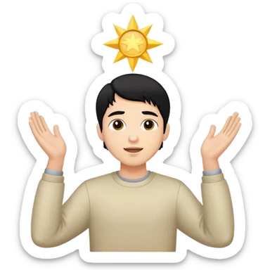 Man black hair worshipping  sticker