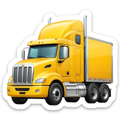 yellow semi truck three-quarters view sticker