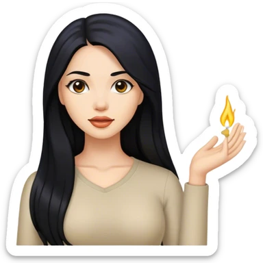 Beautiful woman long black hair  sticker