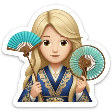 long haired folding fan holder sticker