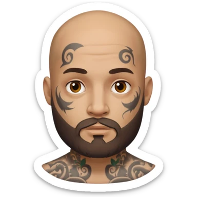 bald man with a beard and face tattoos sticker