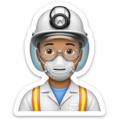 a man in ppe kit sticker