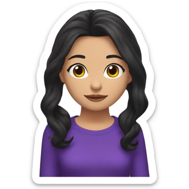 Una chica vestida de morado dice Olivia Rodrigo en su camisa cabello negro y una corona  sticker