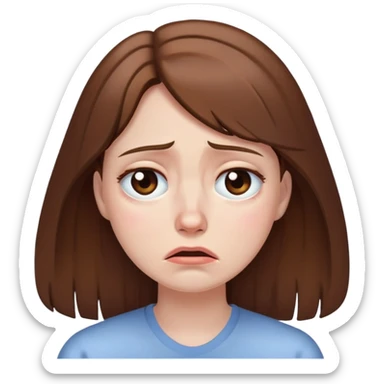 Sad crying woman with brown hair sticker