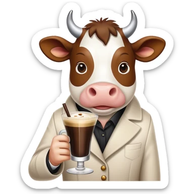 cow holding an espresso martini  sticker