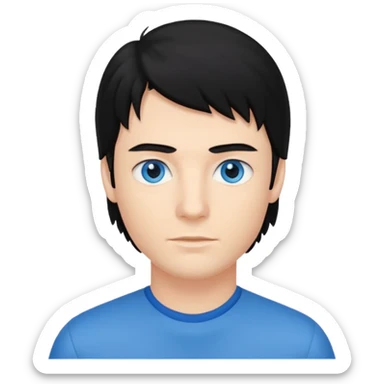 A young man with mullet black hair. sticker