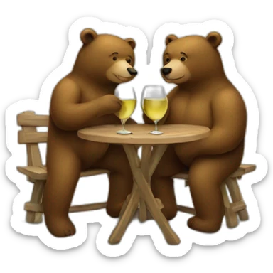 two bears drinking white wine sticker