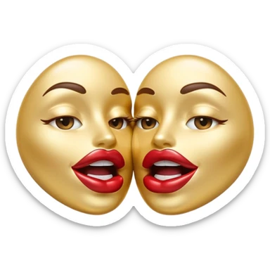 A seductive pair of slightly parted lips emoji made of liquid silver chrome, smooth glossy metallic surface, soft sensual curves, subtle reflections, luxury sexy aesthetic, minimal iOS emoji style, centered composition, clean white background, soft studio lighting, no text sticker