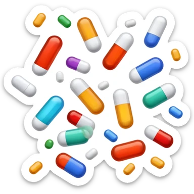 Medicine pills and capsules floating or flying in the air sticker