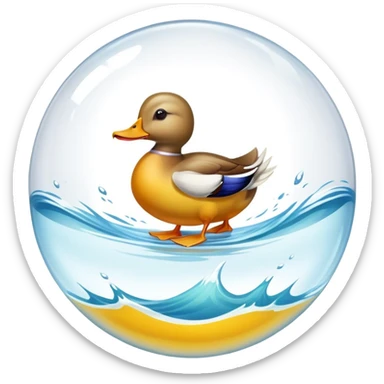 A large glass sphere a duck surfing inside sticker