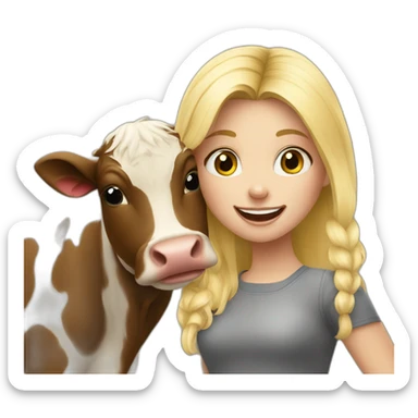 Blondie girl loving cow sticker